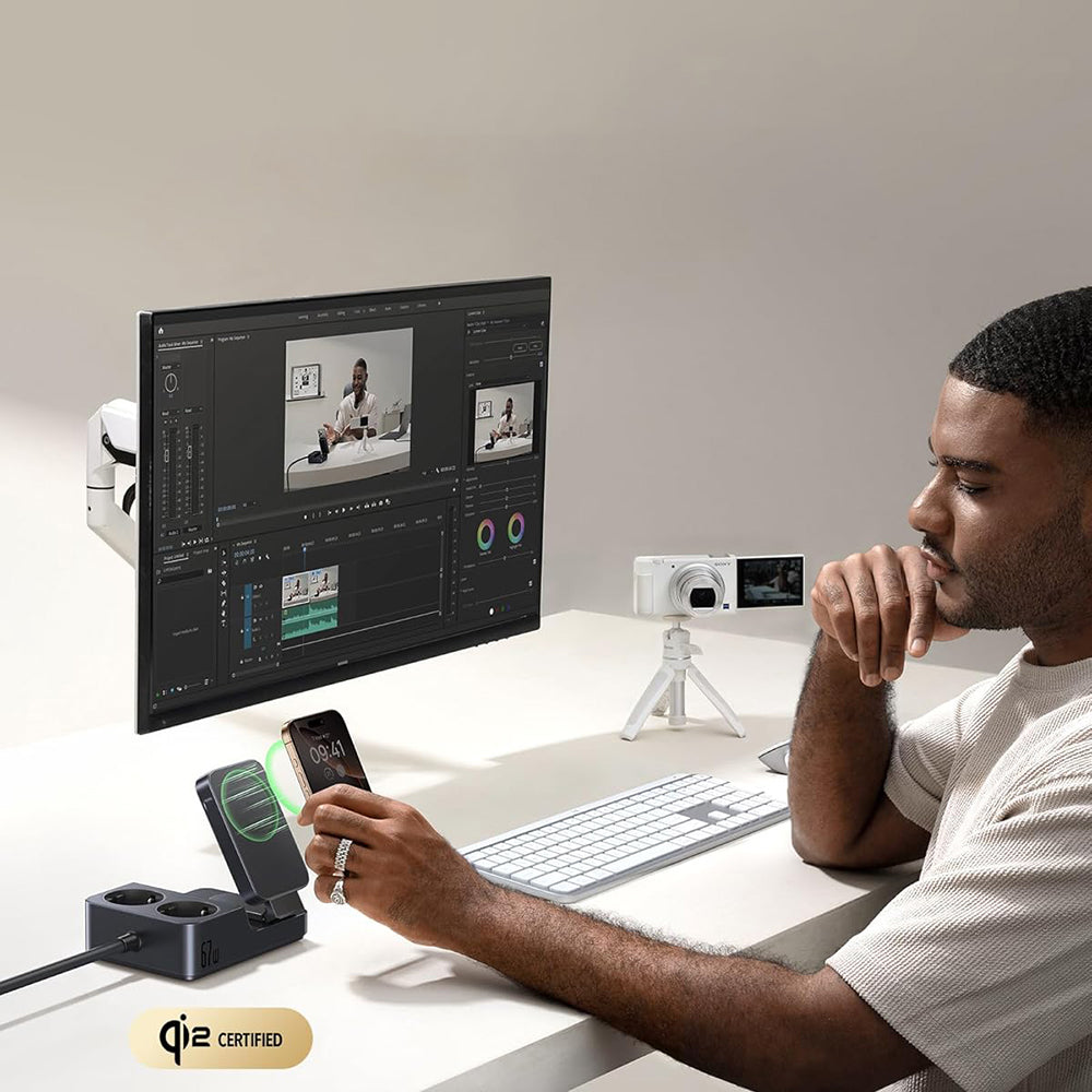 Punjač Stanica Baseus Nomos ND11 QI 6u1, 67W, 3.35A, 1 x USB-A - 2 x USB-C - 2 x Schuko, Crna P80015804213-00