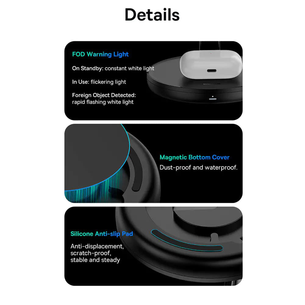 Bežični punjač Baseus Swan 3u1, 20W, 1.67A, P10221302113-Z1