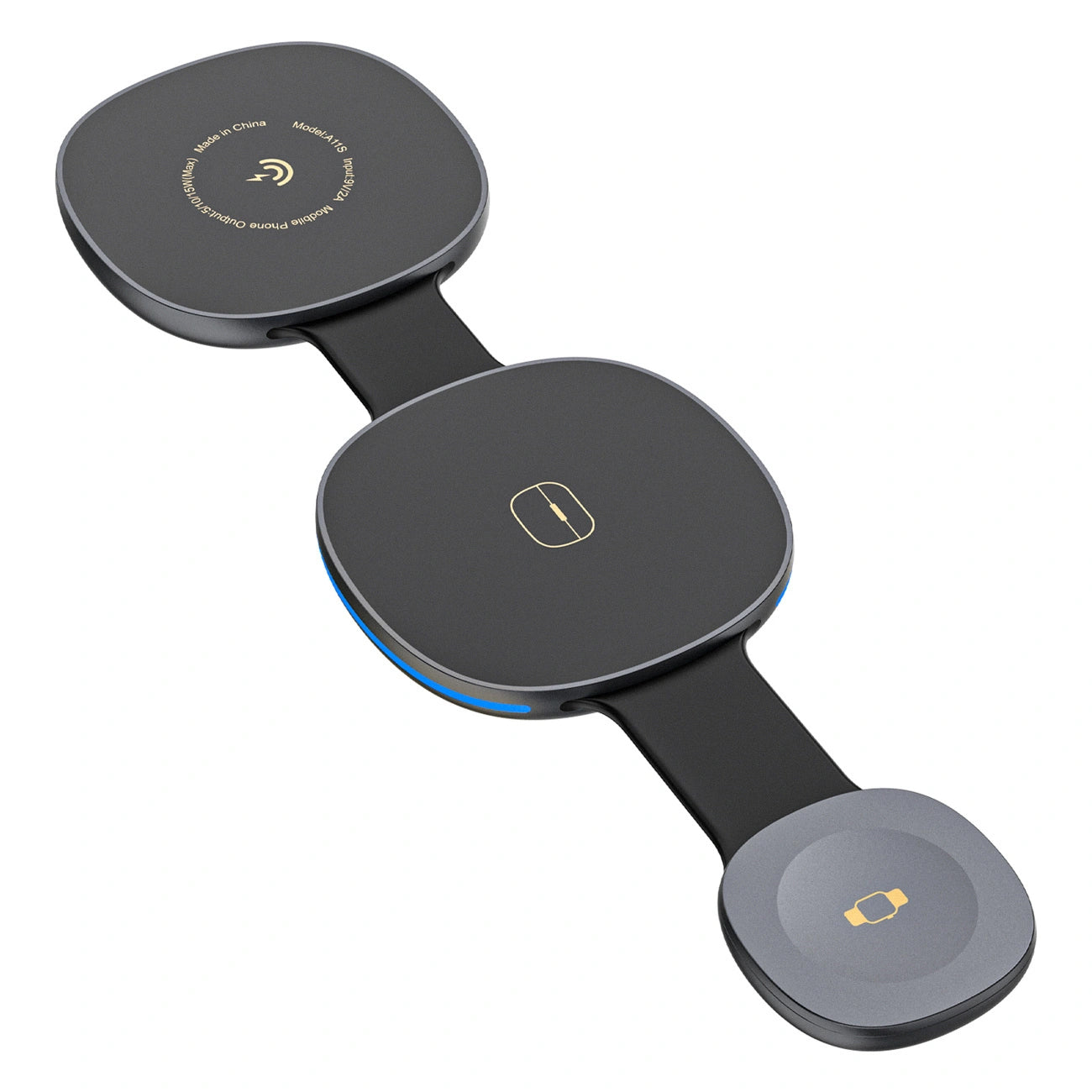 Bežični punjač Dudao A11S 3u1, 15W, Crni