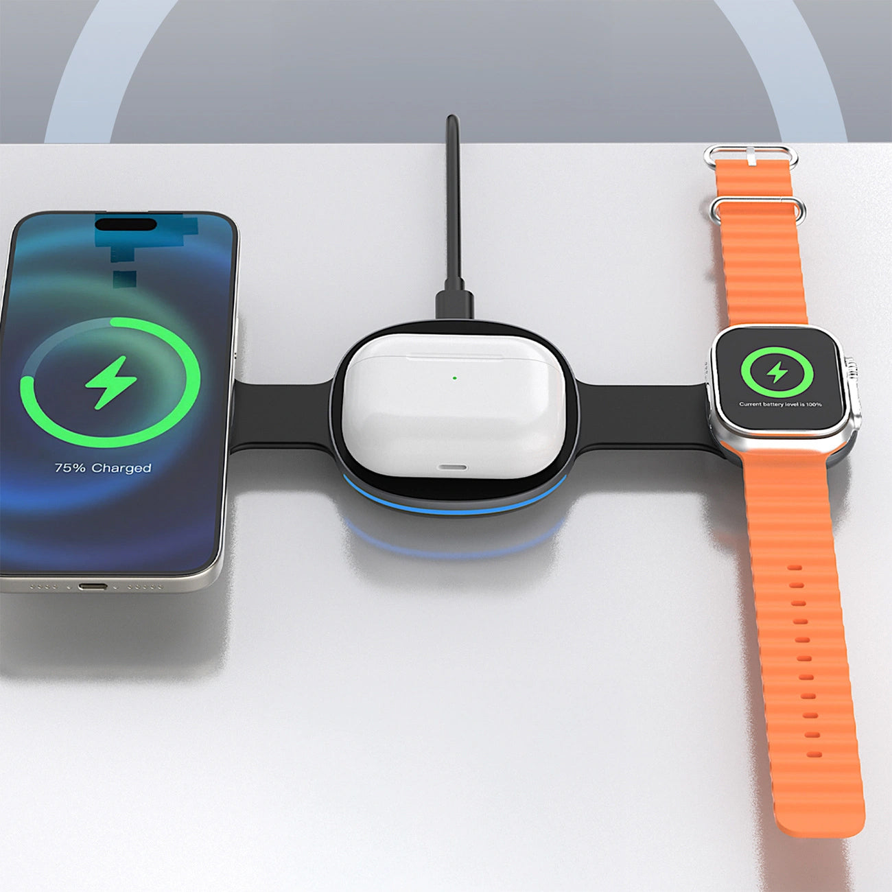 Bežični punjač Dudao A11S 3u1, 15W, Crni