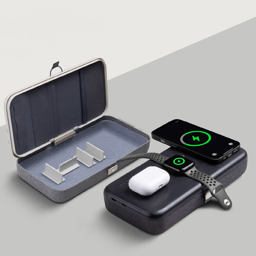 Bežični punjač Edizard PowerCube 3in1, 65W, 3.25A, 1 x USB-C, Sivi