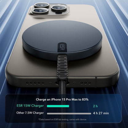 Bežični punjač ESR HaloLock, 15W, 1.67A, Crni