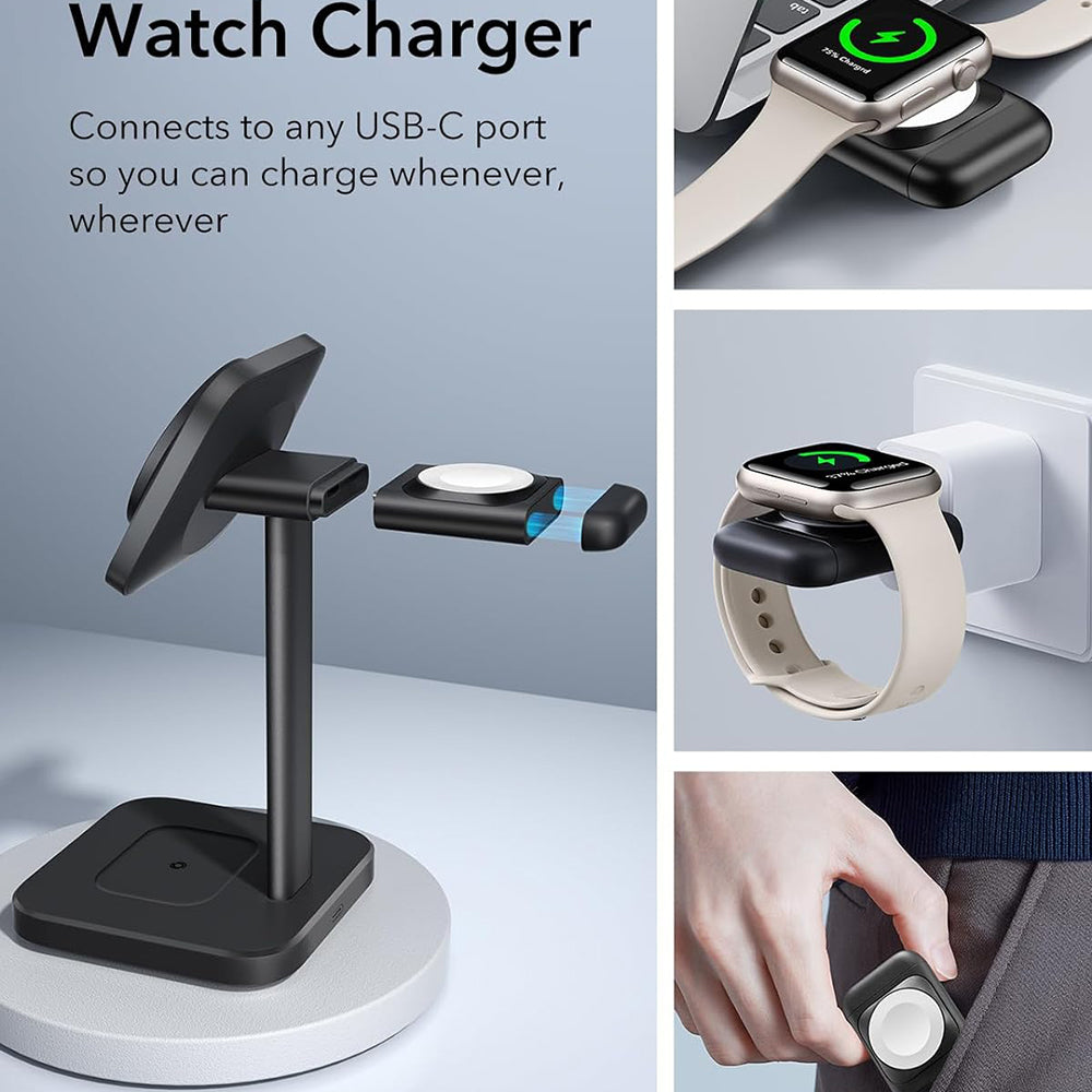 Bežični punjač ESR HaloLock 3u1, 15W, 1.67A, Crni