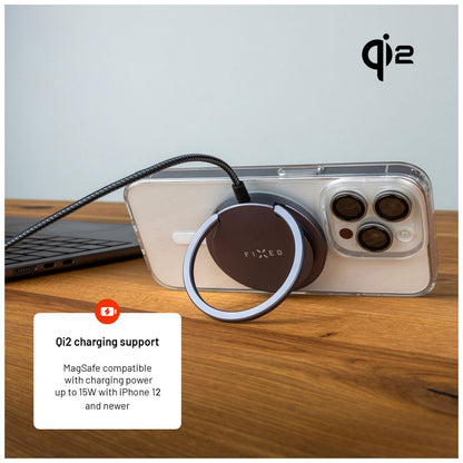 Bežični punjač Fixed Ring, 15W, 1.67A, Sivi