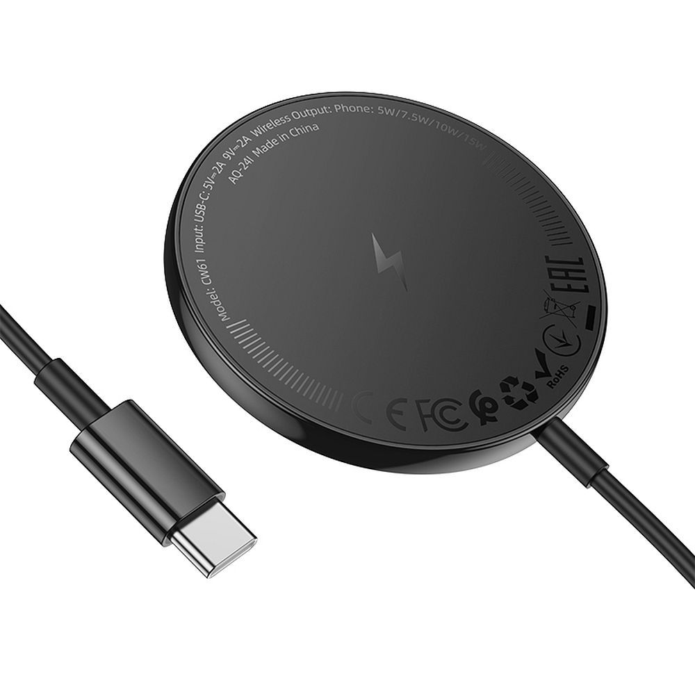 Bežični punjač HOCO CW61, 15W, 1.67A, Crni