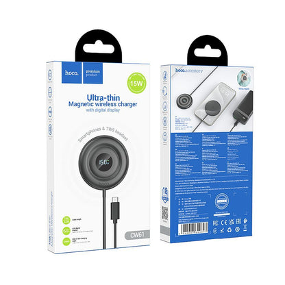 Bežični punjač HOCO CW61, 15W, 1.67A, Crni