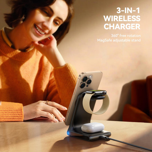 Bežični punjač Joyroom JR-W15 3u1, 15W, 1.67A, Crni