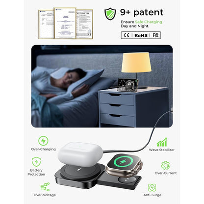 Bežični punjač Lisen 2u1, 15W, 1.67A, Crni YL0324100013