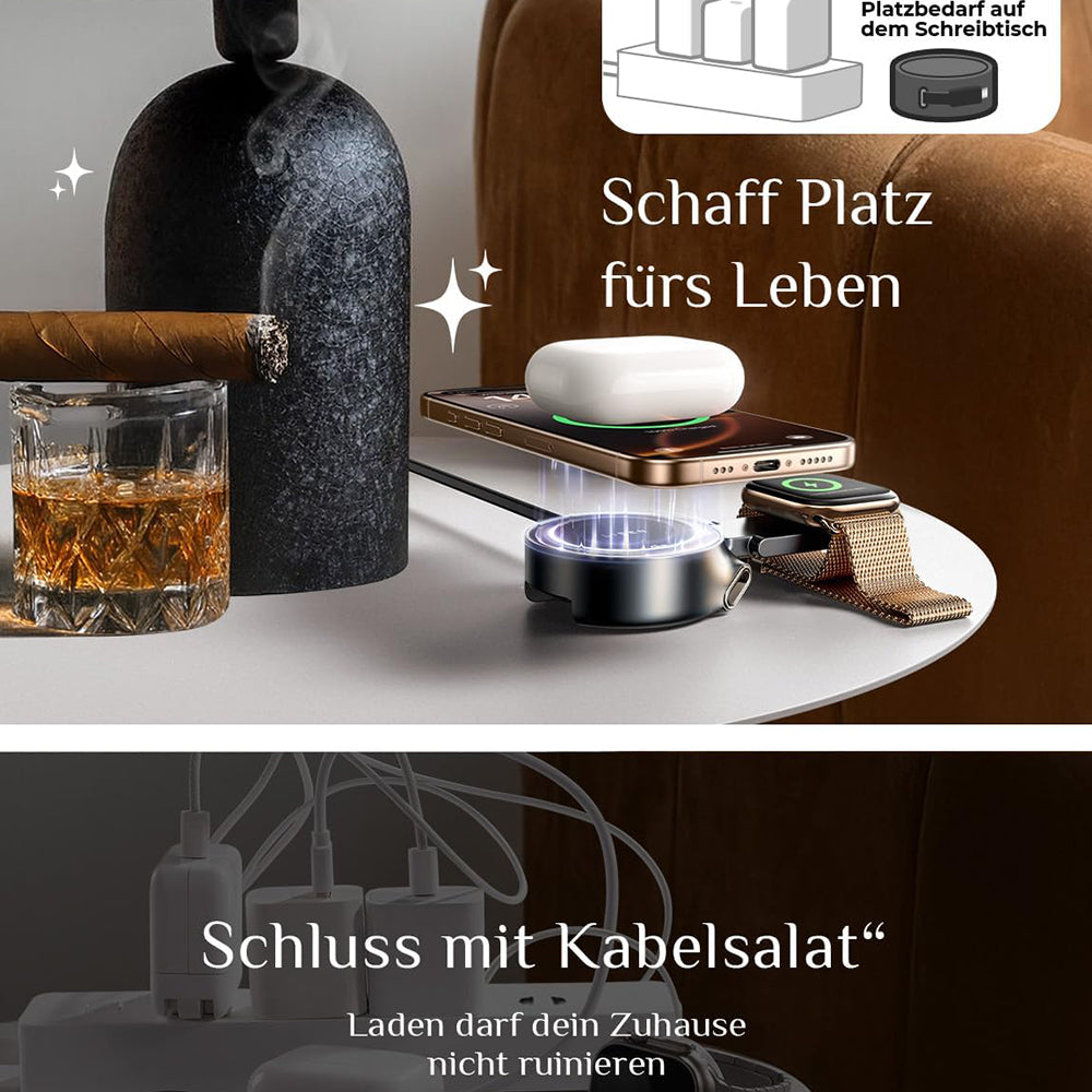 Bežični punjač Lisen W103 3u1, 7.5W, 1.1A, Crni YL0324090008