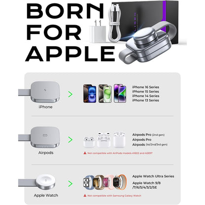 Bežični punjač Lisen 3u1, 15W, 1.67A, Sivi YL0424040001