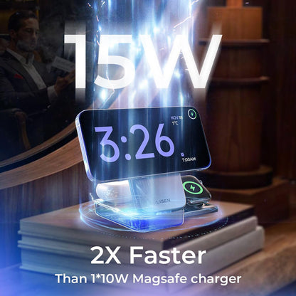 Bežični punjač Lisen W106 3u1, 15W, 1.67A, Sivi YL0424120009