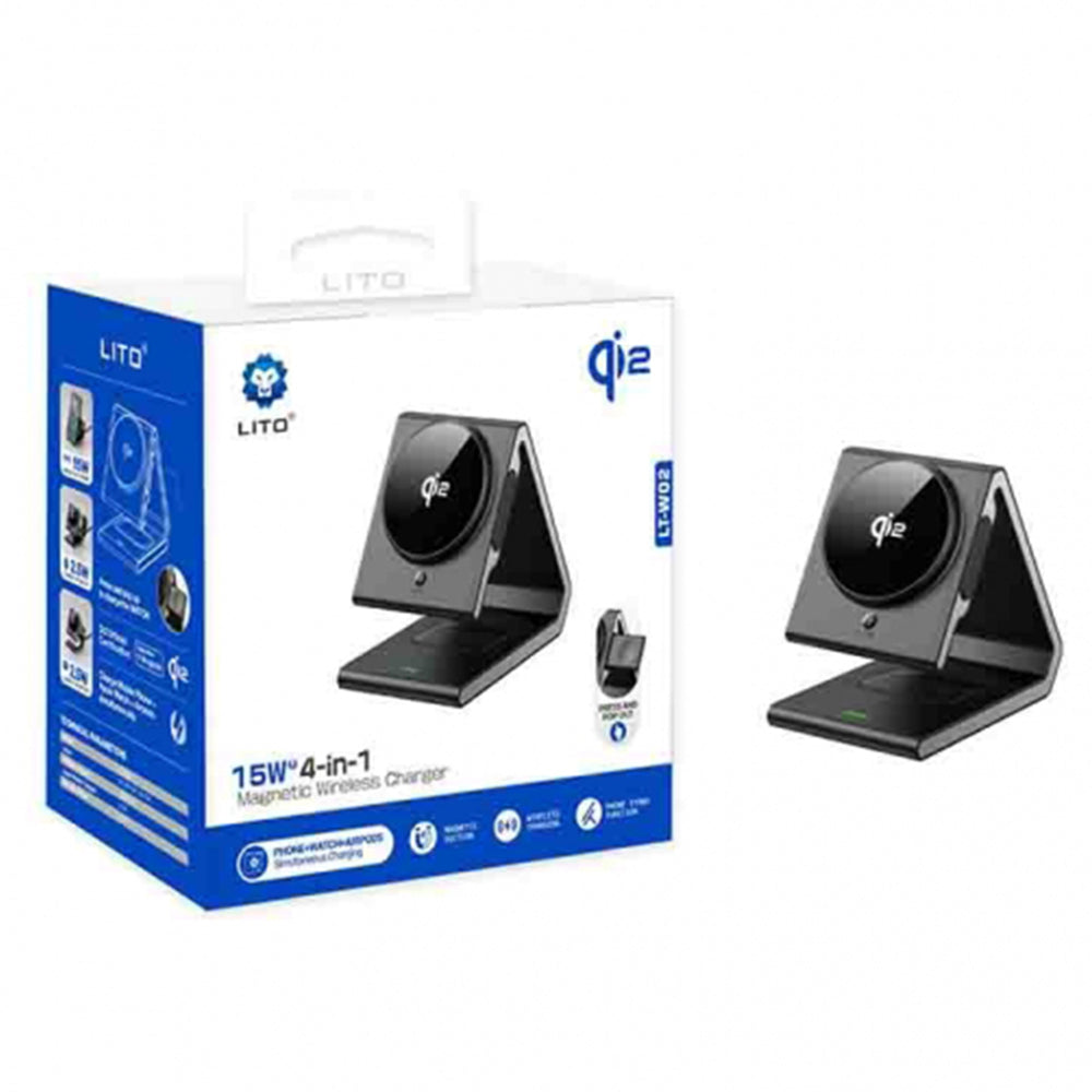 Bežični punjač Lito LT-W02 4u1, 15W, 1.67A, Crni