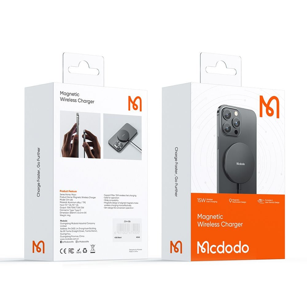 Bežični punjač McDodo CH-4360 Moon, 15W, 1.67A, Crni