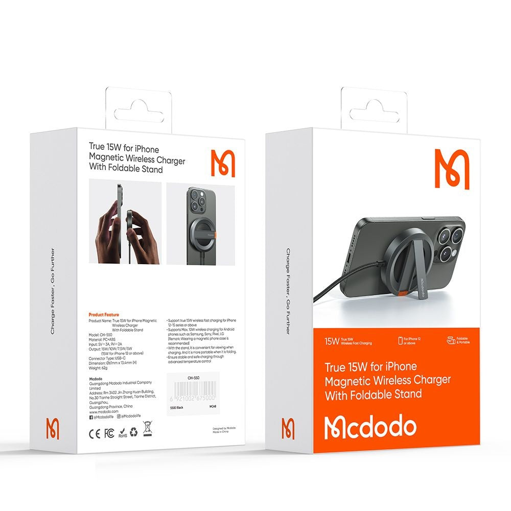 Bežični punjač McDodo CH-5500, 15W, 1.67A, Sivi