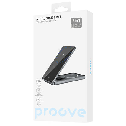 Bežični punjač Proove Metal Edge 3u1, 15W, 1.67A, Sivi WSME15010003