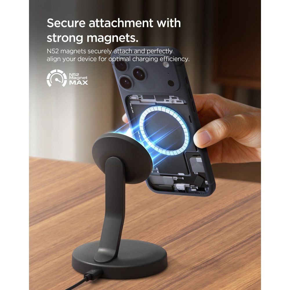 Bežični punjač Spigen EF151MS, 15W, 1.67A, Crni