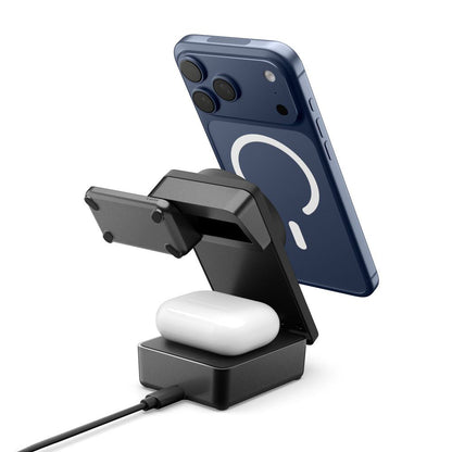 Bežični punjač Spigen EF323MQ Essential 3in1, 25W, Crni ACH10398