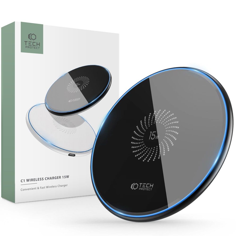 Bežični punjač Tech-Protect QI15W-C1, 15W, 1.67A, crni THP1413