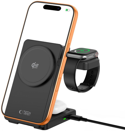 Bežični mrežni punjač Tech-Protect A56 3u1, 25W, Crni
