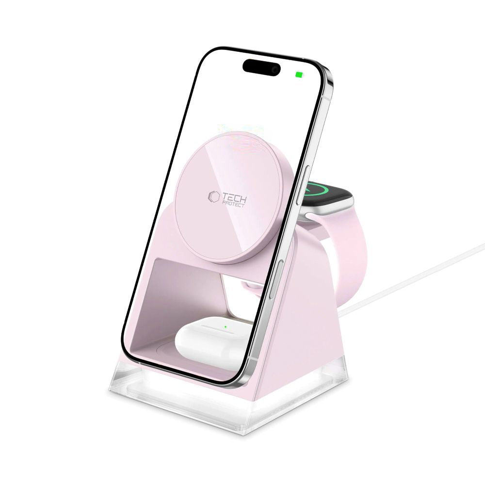 Bežični punjač Tech-Protect A43 3u1, 15W, 1.67A, Roza