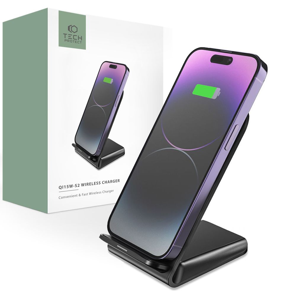 Bežični punjač Tech-Protect QI15W-S2, 15W, 1.1A, crni