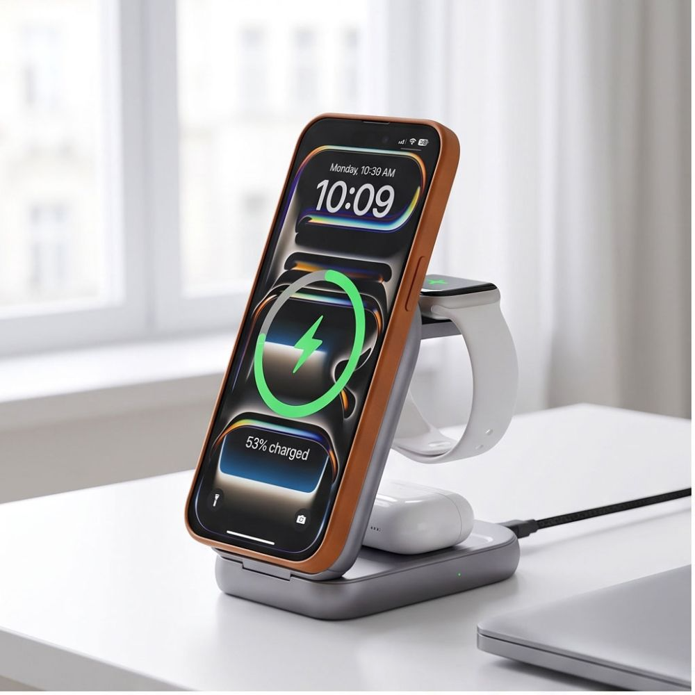 Bežični mrežni punjač Tech-Protect A53 3u1, 25W, Siva
