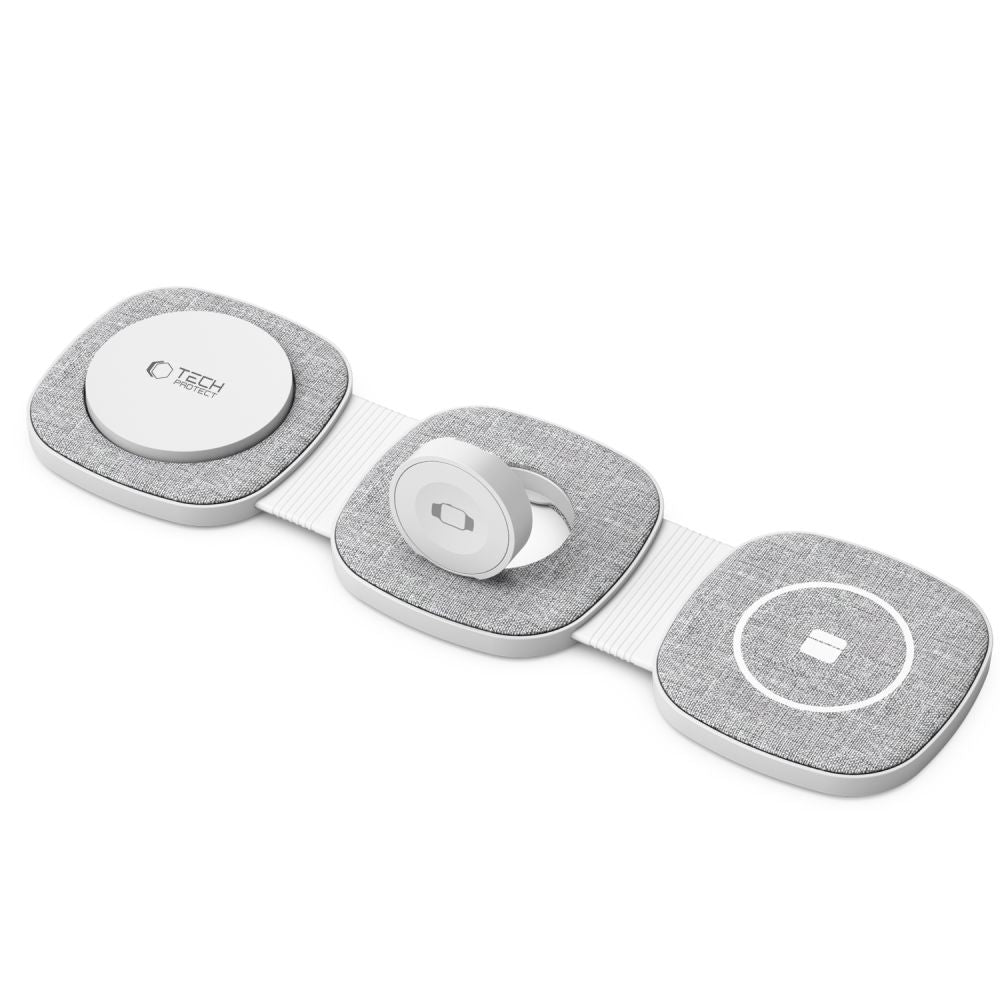 Bežični mrežni punjač Tech-Protect QI15W-A32 3u1, 15W, 1.67A, sivi