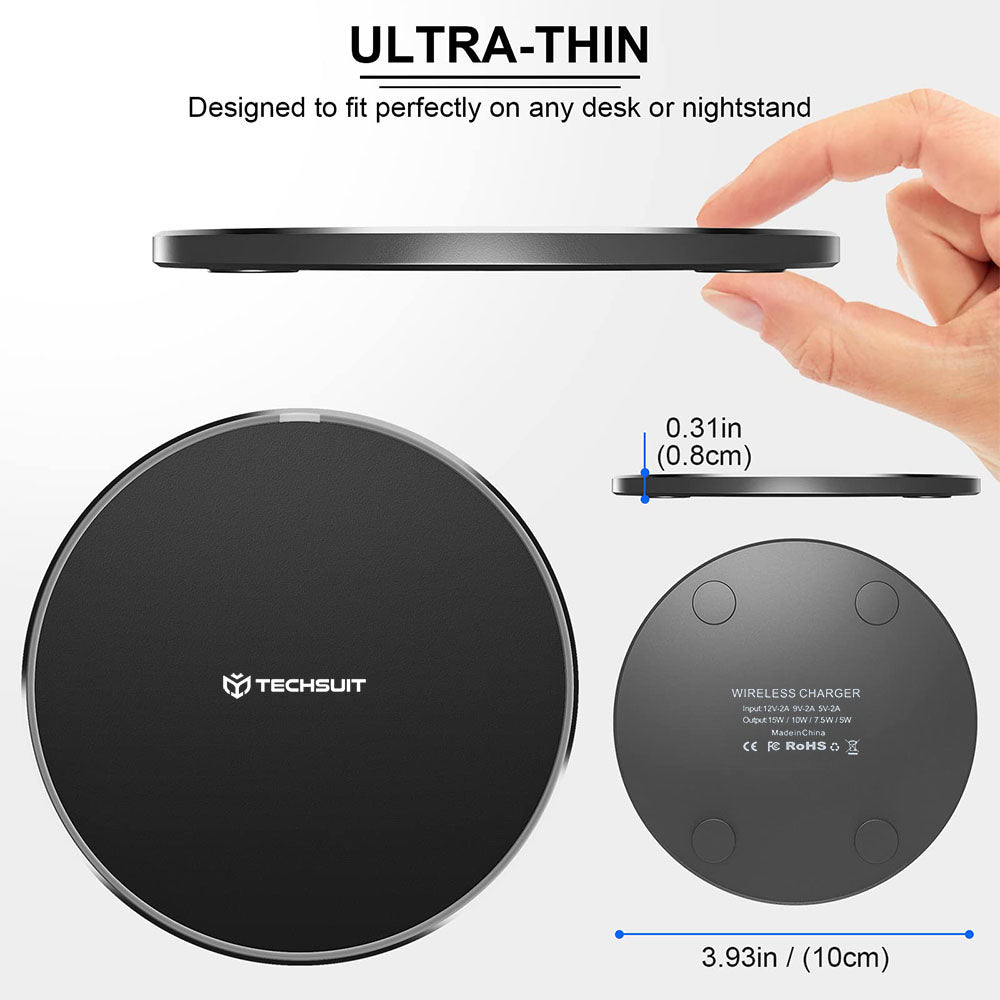 Bežični punjač Techsuit CHWR031 Premium, 15W, 1.67A, Crni