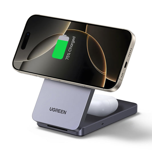 Bežični punjač UGREEN W528 2u1, 20W, 1.67A, Crni