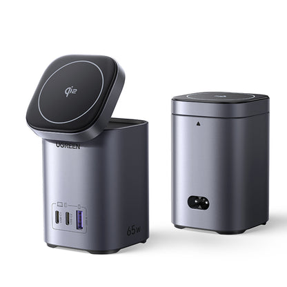Bežični punjač UGREEN X555 4u1, 65W, 3.25A, 1 x USB-A - 2 x USB-C, Sivi