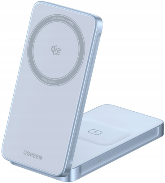 Bežični mrežni punjač UGREEN MagFlow 2u1, 25W, Plavi, Obnovljen