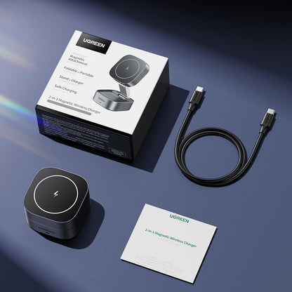 Bežični punjač UGREEN W526 3u1, 20W, 1.67A, 1 x USB-C, Crni