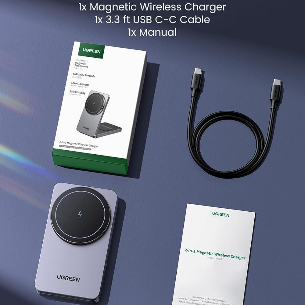 Bežični punjač UGREEN W528 2u1, 20W, 1.67A, Bijeli