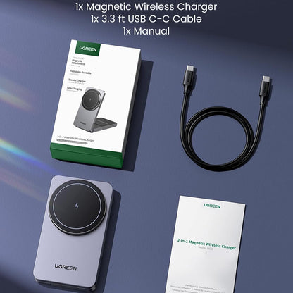 Bežični punjač UGREEN W528 2u1, 20W, 1.67A, Bijeli