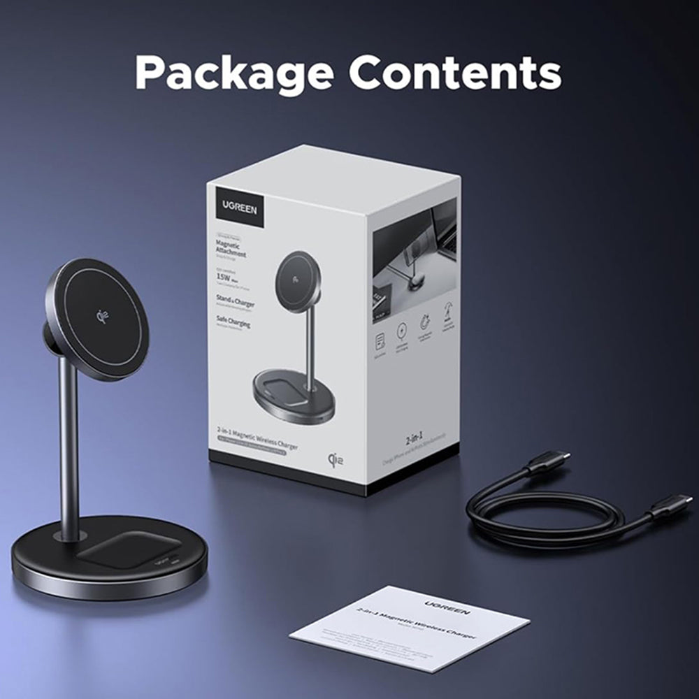 Bežični punjač UGREEN W710 3u1, 20W, 1.67A, 1 x USB-C, Crni