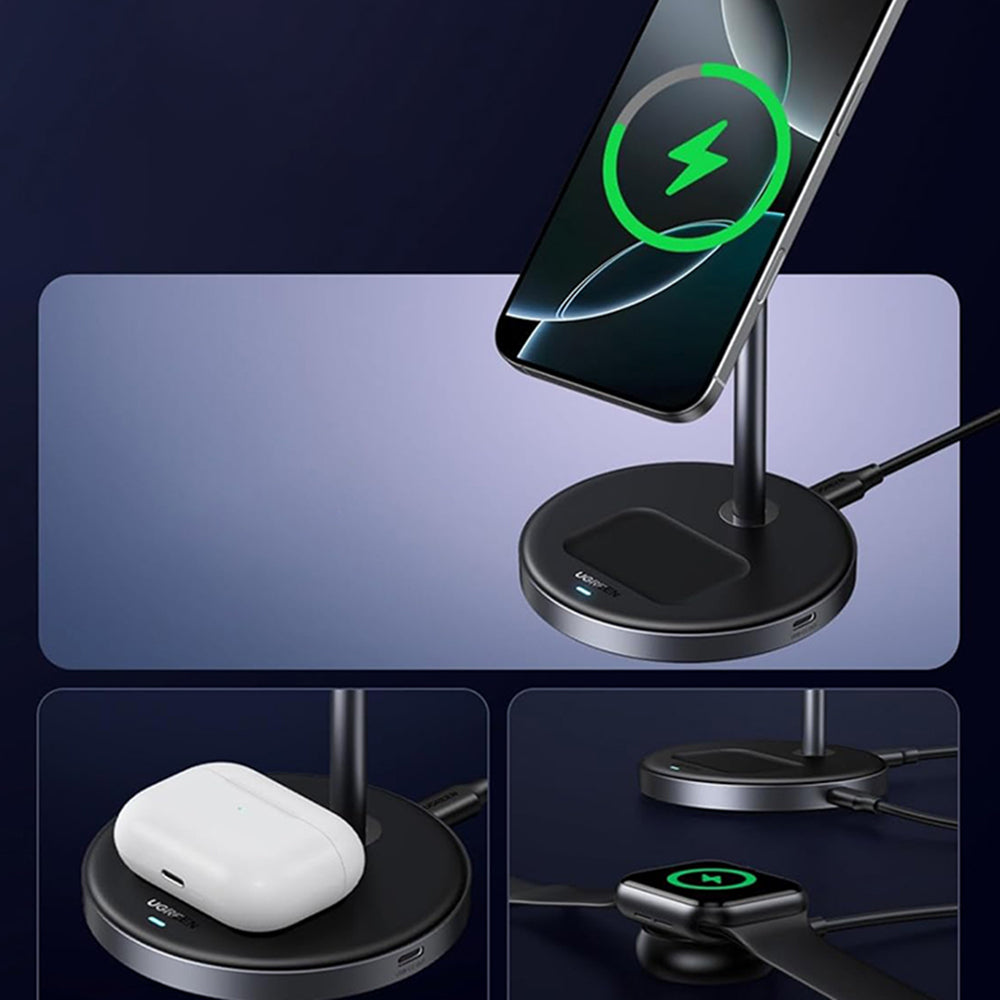 Bežični punjač UGREEN W710 3u1, 20W, 1.67A, 1 x USB-C, Crni