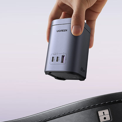 Bežični punjač UGREEN X555 4u1, 65W, 3.25A, 1 x USB-A - 2 x USB-C, Sivi