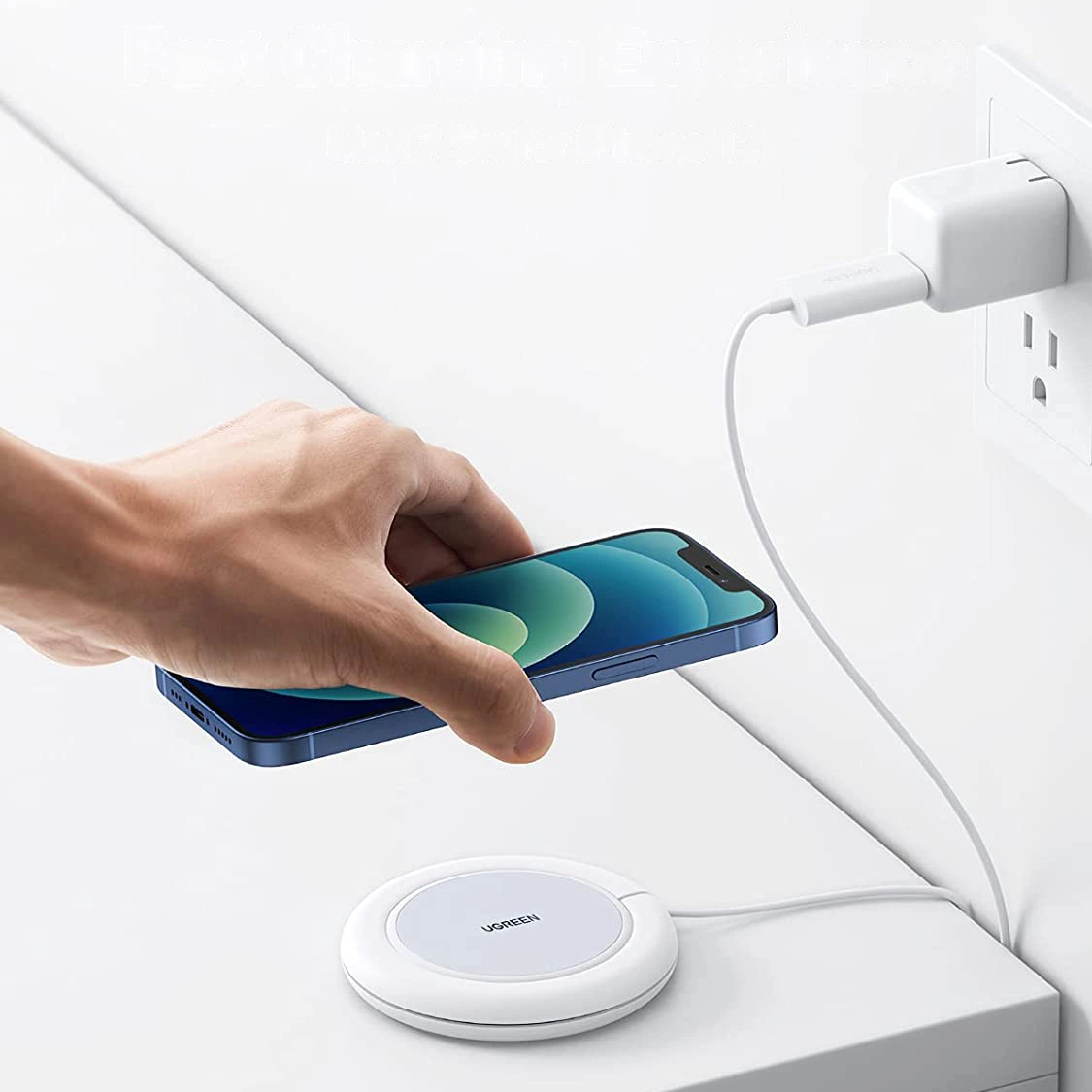 Bežični mrežni punjač UGREEN CD245 (40123), 15W, 1.67A, Bijela