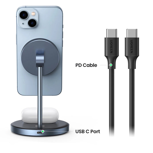 Bežični punjač UGREEN CD317 2u1, 20W, 1.67A, Crni