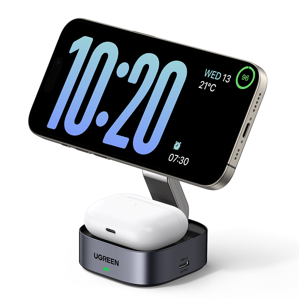 Bežični punjač UGREEN W526 3u1, 20W, 1.67A, 1 x USB-C, Crni