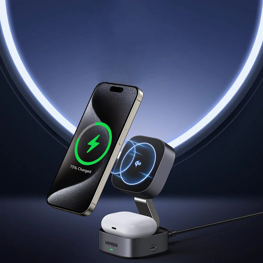Bežični punjač UGREEN W702 3u1, 20W, 1.67A, 1 x USB-C, Crni