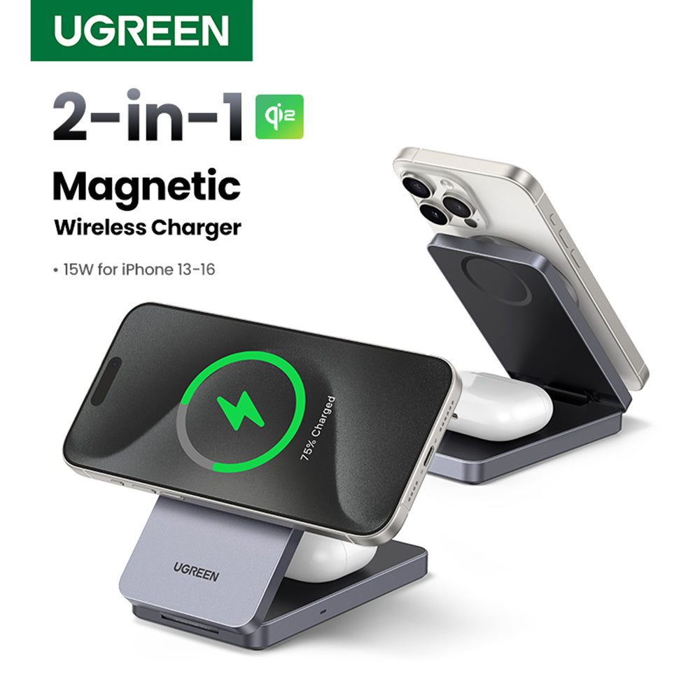 Bežični mrežni punjač UGREEN W706 2u1, 20W, 1.67A, Crni