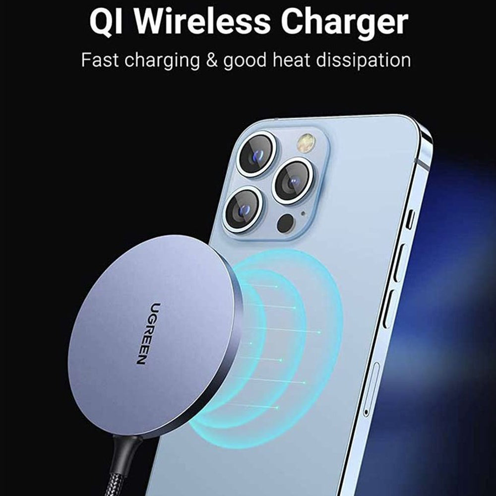 Bežični punjač UGREEN CD245, 15W, 1.67A, Sivi