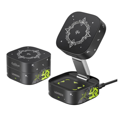 Bežični punjač UGREEN Genshin Impact Ed.W702 2u1, 25W, 1.67A, 1 x USB-C, Crni