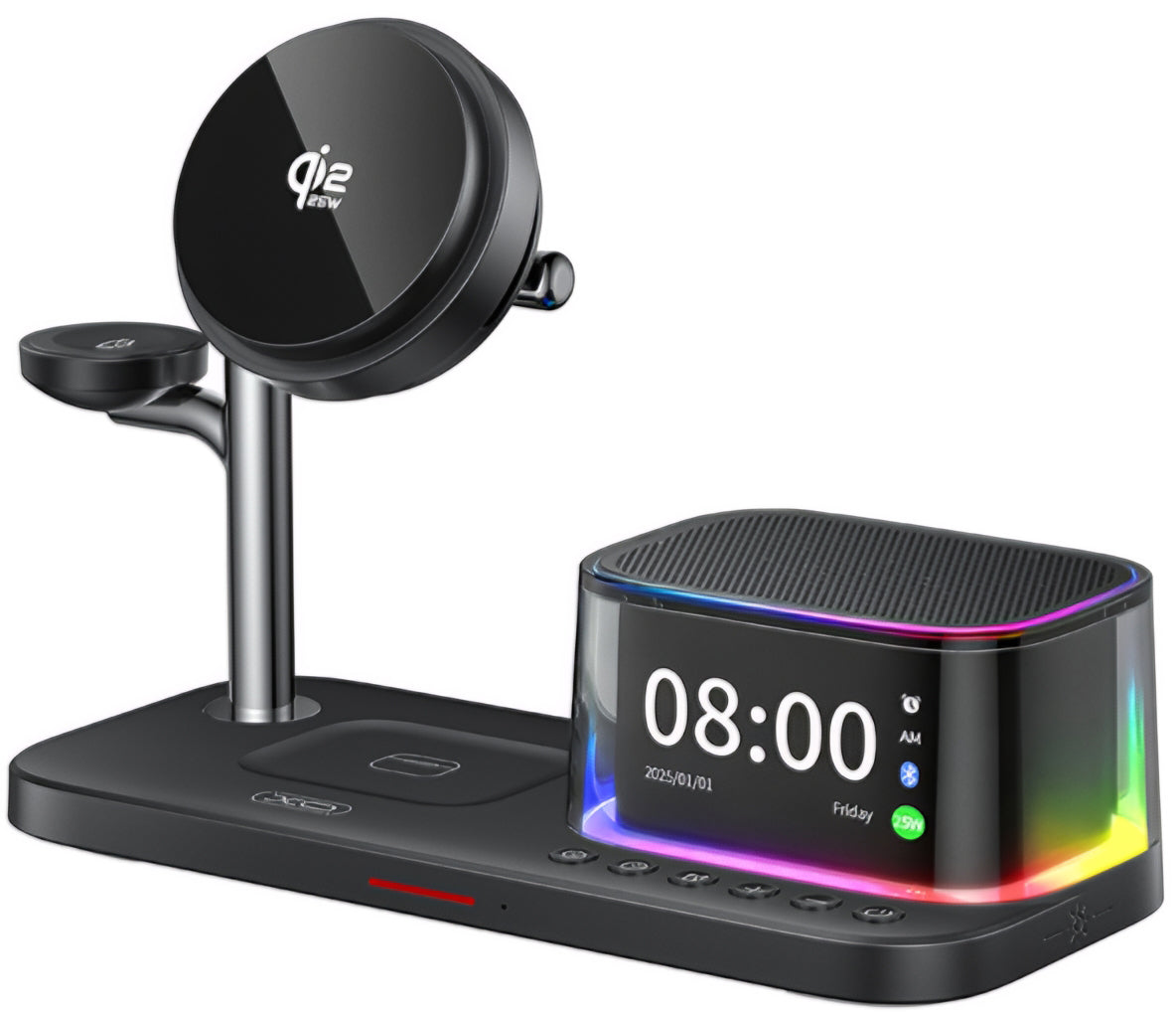 Bežični mrežni punjač s Bluetooth zvučnikom XO Design CX045 5in1, 25W, Crni