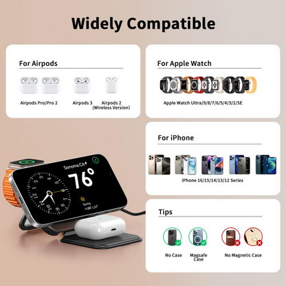 Bežični punjač XO Design CX035 3u1, 15W, 1.67A, Crni