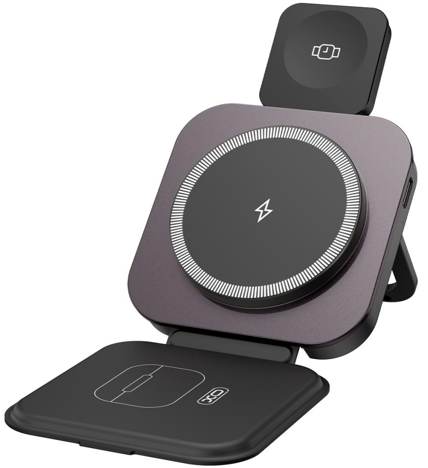 Bežični mrežni punjač XO Design CX035 3u1, 15W, 1.67A, Crni, Obnovljen