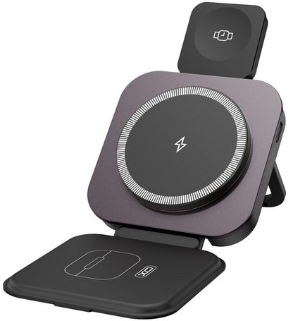Bežični mrežni punjač XO Design CX035 3u1, 15W, 1.67A, Crni, Obnovljen