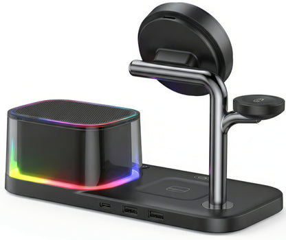 Bežični mrežni punjač s Bluetooth zvučnikom XO Design CX045 5in1, 25W, Crni