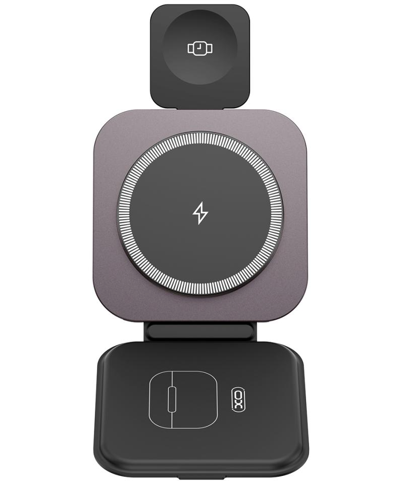 Bežični mrežni punjač XO Design CX035 3u1, 15W, 1.67A, Crni, Obnovljen